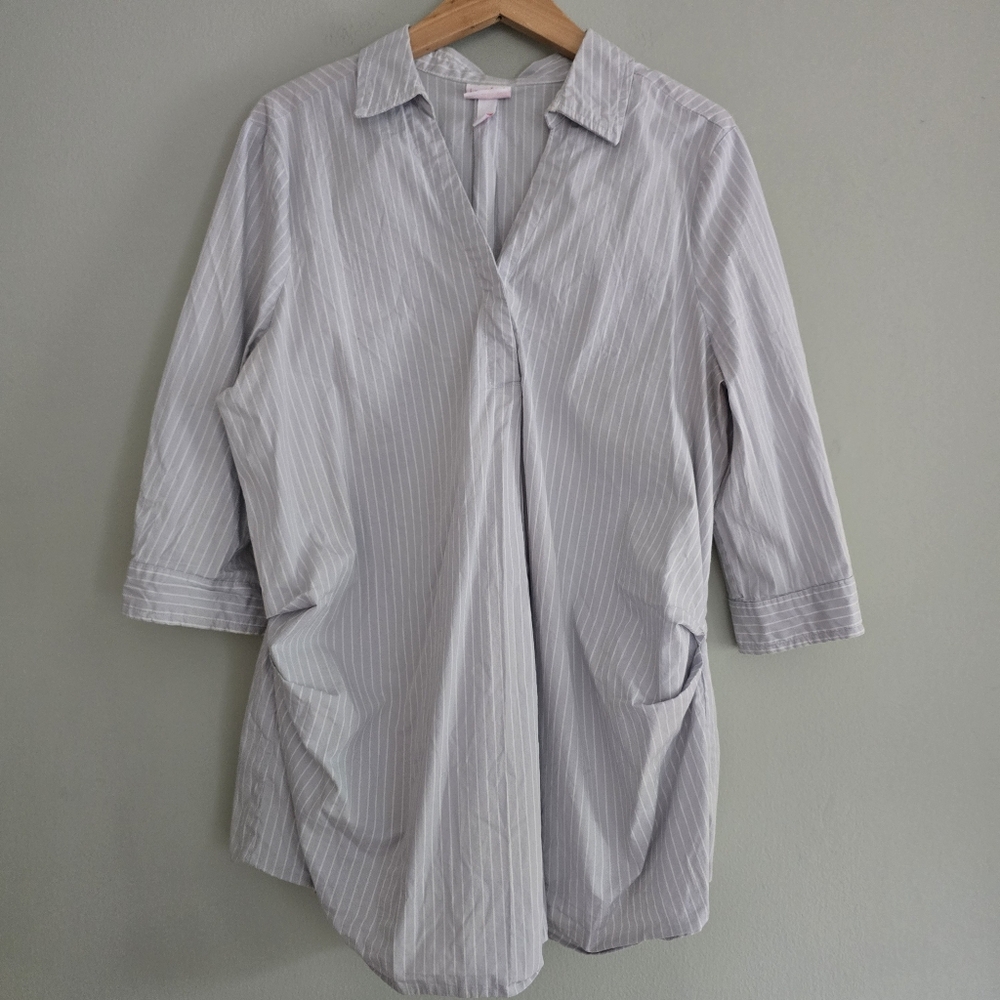 Isabel Maternity Popover Shirt with 3/4 Sleeves, Large